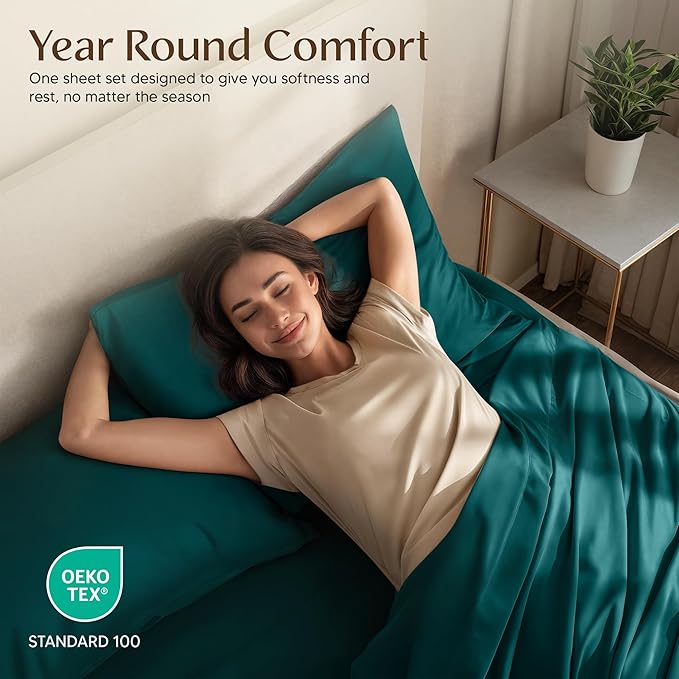 Utopia Bedding King Size Sheet Set – 4 Piece Bed Sheets, Soft and Breathable Microfiber, Includes 1 Fitted Sheet, 1 Flat Sheet and 2 Pillowcases – Oeko Tex (Teal Green)