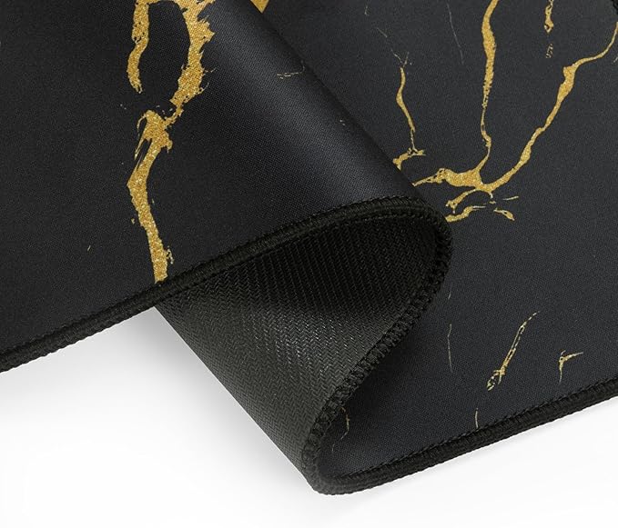 SHACOS Coffee Mat 2 Pack 12x19 Inch Absorbent Non Slip Rubber Bar Accessories Coffee Maker Mat for Countertop Dish Drying Mat Heat Resistant, Golden Marble