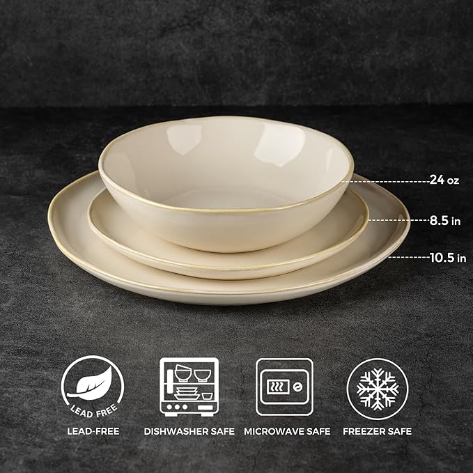 AmorArc Ceramic Dinnerware Sets,Handmade Reactive Glaze Stoneware Plates and Bowls Sets,Highly Scratch Resistant | Dishwasher & Microwave Safe Dishes Set,Service for 6 (18pc)