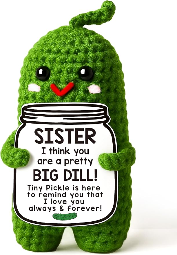 MAMAGIFTREE Sister Birthday Gifts for Women, Mothers Day Sister Gift, Handmade Crochet Pickle Big Little Sister Gift from Sister, Soul Sister Friend Gifts for Women Girls Adult