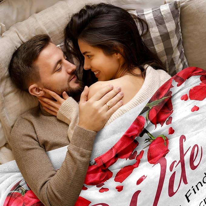 Mothers Day Blanket Gifts for Wife from Husband - Anniversary Wedding Gift for Women - Wives Birthday Gift Ideas - Romantic I Love You Present for Her - to My Wife's Blanket 50"x60"