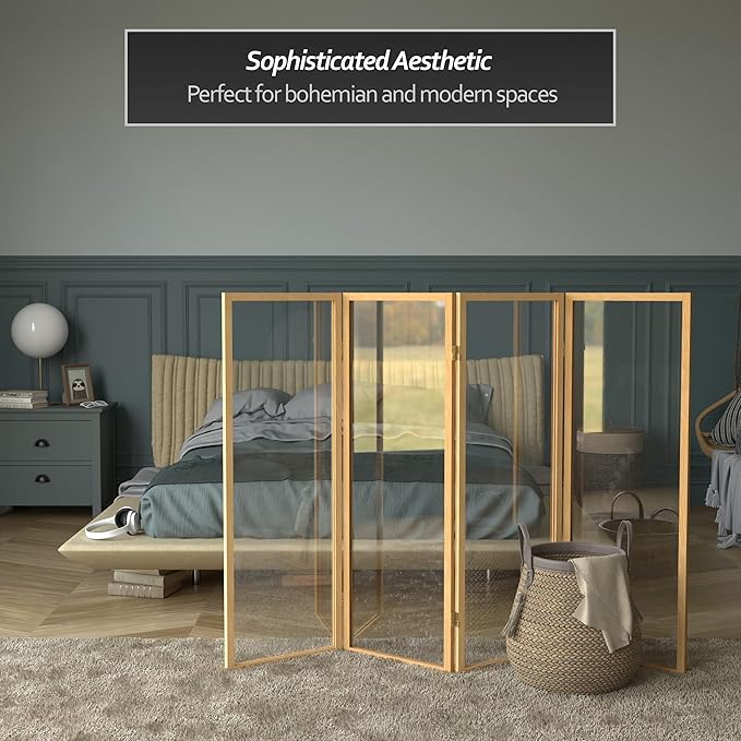 4 ft. Short Clear Plastic Partition Natural 4 Panel