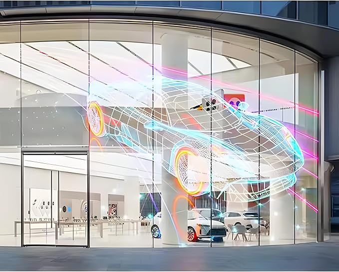 Self-Adhesive LED Flexible Transparent Film Screen for Retail Windows, Storefronts, Glass Doors and Many More for Digital Advertising | Sunlight-Readable Display (P16, 1 Pack Without TB20 Box)