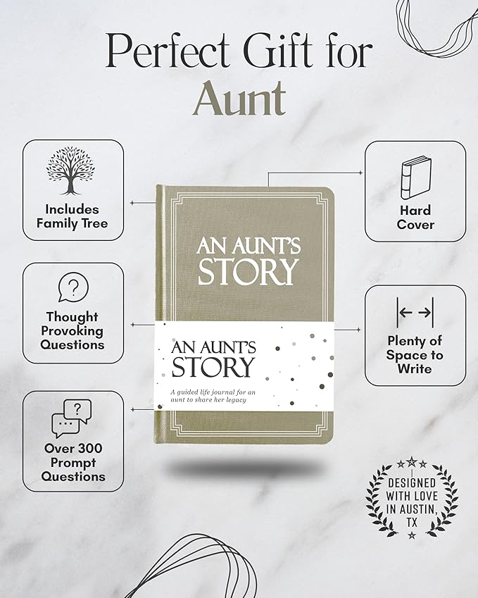 Aunt's Life Story Journal (Hardcover): A Meaningful Keepsake for Aunt to Share Her Journey and Memories, Book Includes 250+ Prompt Questions, Sentimental Gifts Idea, Mother's Day, Birthday & Christmas