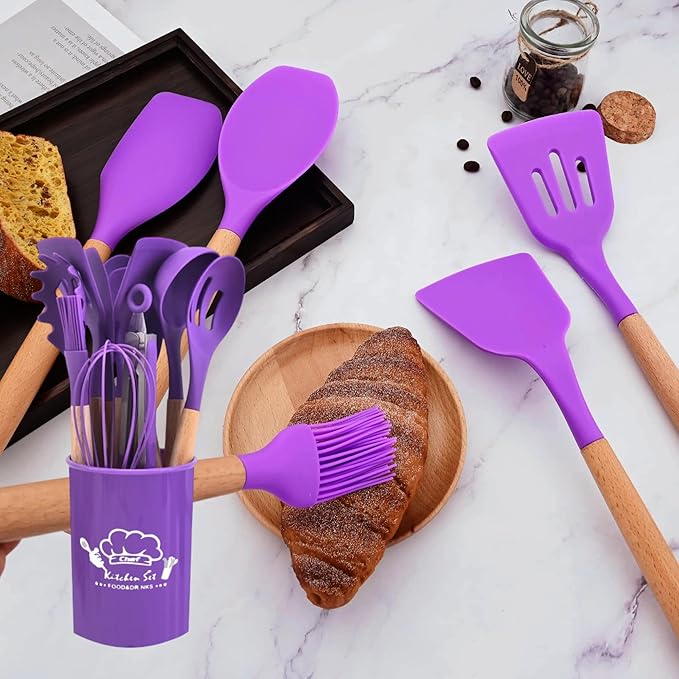 Silicone Kitchen Cooking Utensils Set, 12Pcs, Creative Baking Silicone Shovel Piece Non-Stick Frying Cooking