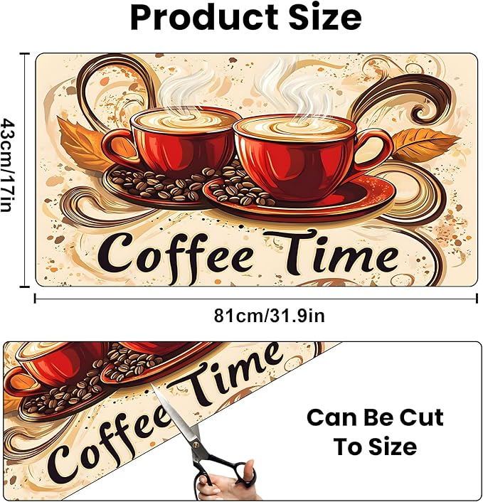 Coffee Mat 17"x32" - Extra Large Absorbent Non Slip Dish Drying Mat,Coffee Bar Accessories,Kitchen Counter Protector for Coffeemaker, Sink, Dining Decor
