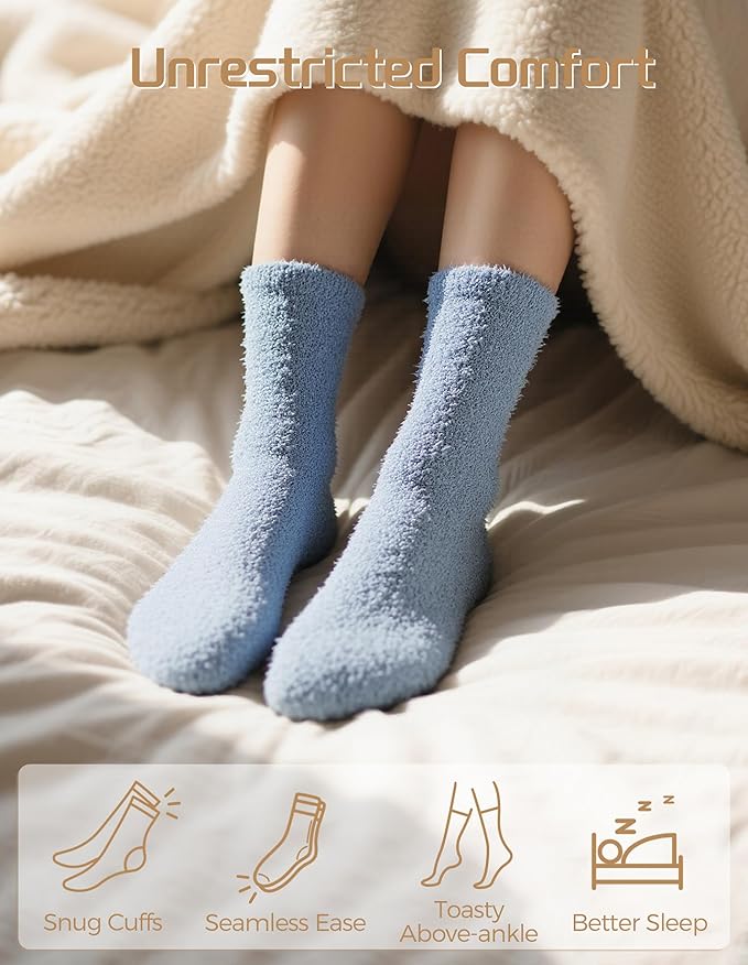 TEHOOK Warm & Cozy Gifts for Women, Fluffy Fuzzy Plush Sleeping Slipper Socks - Soft Warm Fabric