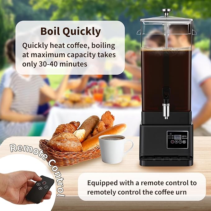 Commercial Coffee Urn Hot Beverage Dispenser Coffee Maker, Food-grade Plastic 14 L 90 Cups, Hot Chocolate Machine, Electric Percolator for Catering Hot Water for Hot Cocoa, Drink, Tea, Juice