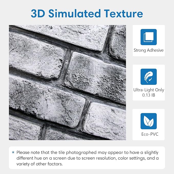 COMSTICKC 3D Faux Brick Wall Panel Peel and Stick, 10 Pcs of 12"X12", Small Size, Ultra-Light PVC Fake Brick Decorative Tiles Backsplash, Paintable, Not Real Brick (Gray -2)