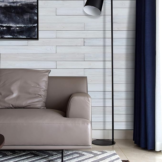 Peel & Stick Wood Planks for Walls - Real Wood Wall Panels, DIY Easy Application, Rustic Reclaimed Paneling - White Wash, 10.5 sq. ft