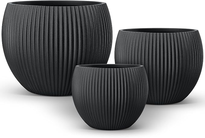 homenote Flower Pots 14.5/12/9.7 Inch,Large Plant Pots Indoor with Drainage,Plastic Pots for Plants,Garden Pots for Outdoor,Large Planters for Indoor Plants,Big Plastic Planter(3 Pcs)