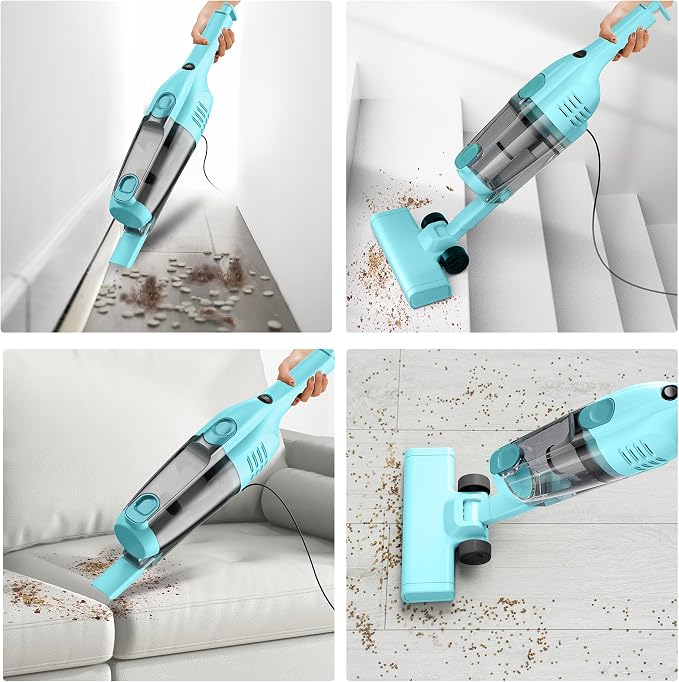 Vazone R6X Corded Stick Vacuum Cleaners for Home, 20Kpa Powerful Suction Stick Vacuum with 16Ft Cord, 2 in 1 Lightweight Handheld Vacuum Cleaner for Hardwood Floor Pet Hair