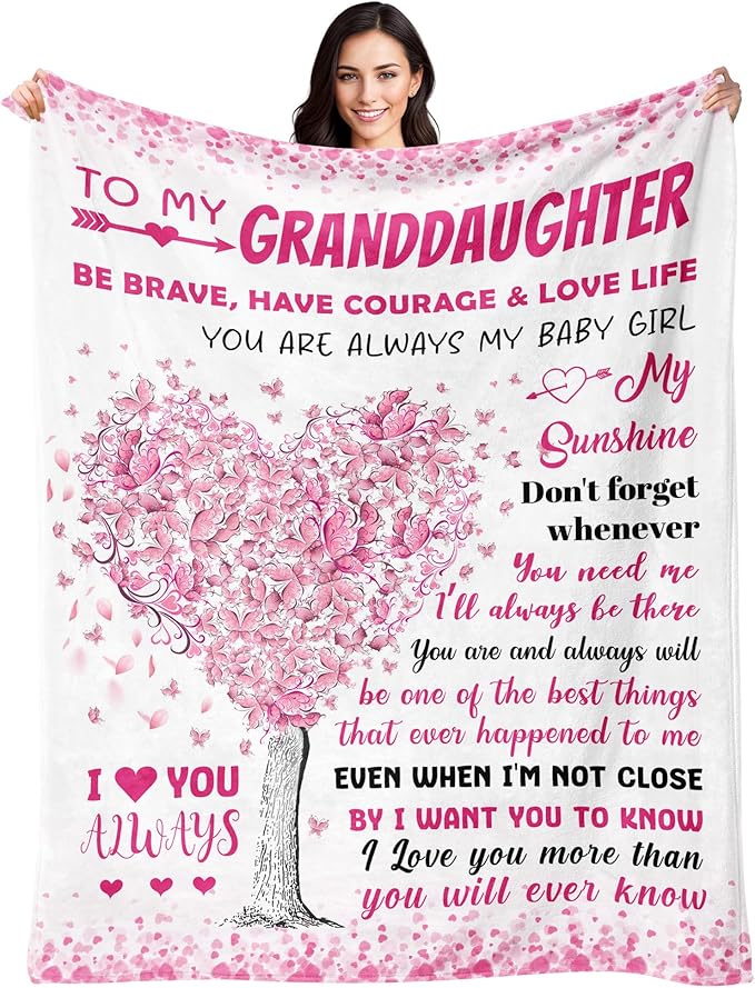 BAOERN Granddaughter Gifts from Grandma Grandpa - Mothers Day Blanket Gifts for Granddaughter - Granddaughters Birthday Gift - Gift for Teen Girls & Kids - to My Granddaughters Blanket 60"x80"