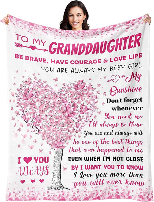 BAOERN Granddaughter Gifts from Grandma Grandpa - Mothers Day Blanket Gifts for Granddaughter - Granddaughters Birthday Gift - Gift for Teen Girls & Kids - to My Granddaughters Blanket 60"x80"