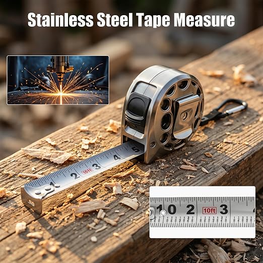 4 Pack Tape Measure 10 Feet/3 Meters, Small Tape Measure Retractable Metric Stainless Steel Measuring Tape Waterproof & Rustproof for Engineer Contractors