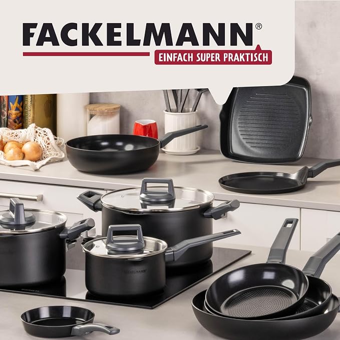 Fackelmann STATEMENT 24cm Frying Pan, Recycled Aluminium, Non-Stick PFAS Free Ceramic Coating, Honeycomb Base Structure, Comfort Grip Handle, All Stoves Including Induction, 42.5x24x4.3cm, Ash Grey