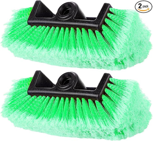 Tanlade 2 Pcs Car Wash Brush Head with Soft Detailing Bristle Flow Through Car Cleaning Brush Exterior Wash Equipment for Auto Truck RV Boat Camper(12 Inch,Green)