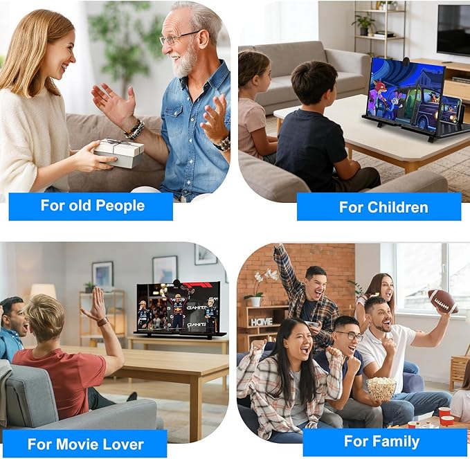 20 Inch Big Screen Magnifier for Cell Phone, Ultra-Clear Mobile Phone Screen Amplifier for Movies, Gaming, Video