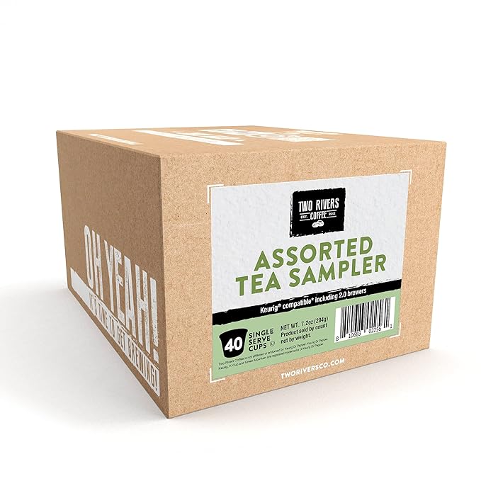 Two Rivers Assorted Tea Sampler Variety Pack for Keurig K-Cup Brewers,40 Count (Pack of 2)