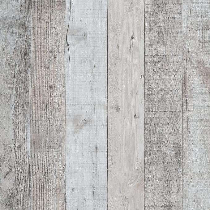 Wenmer Grey Wood Shiplap Peel and Stick Wallpaper - 17.71" x 236" Self-Adhesive Wood Plank Wallpaper for Cabinets, Kitchen Shelves, Drawers, Doors