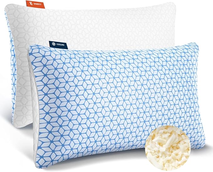 Love Attitude Firm Pillows Standard Size for Bed Shredded Memory Foam Pillows Adjustable, Cooling Pillow Soft and Supportive for Side Back Stomach Sleepers