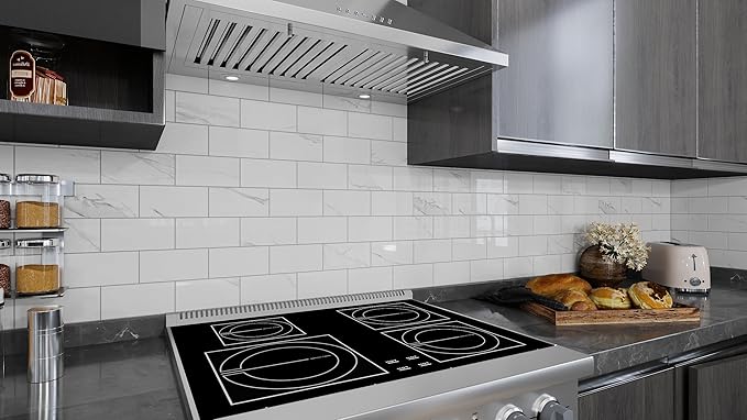Colamo Luxury 10-Sheet Peel and Stick Backsplash,Self Adhesive Faux Stone 12”x12” White Subway Tile for Kitchen,Glossy Waterproof Carrara Brick Marble Look,Stick on Accent Wall for Bathroom,Bedroom