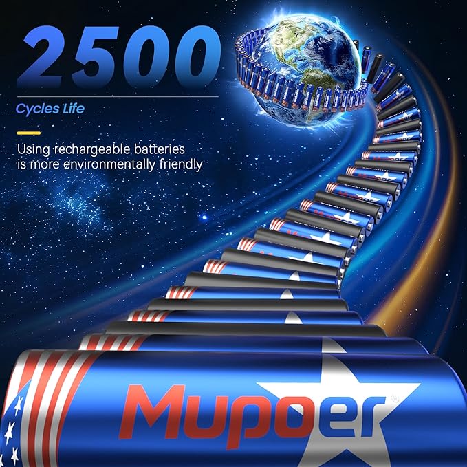 Mupoer Rechargeable AA Batteries with Box,3600mWh Lithium Batteries AA 1.5V 4 Count,Double A Battery Rechargeable,Long Lasting Lithium ion with Ultra Thin Charging Storage Box for Blink Xbox