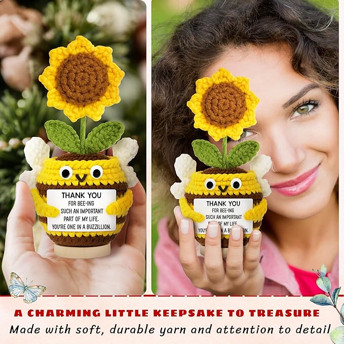 Teacher Appreciation Gifts - Teacher Gifts for Women - Teachers Appreciation Week, Thank You Crochet for Teachers Women - 6.3'' x 3.15'' Inspirational Positive Tulip Doll Toy Figure Crochet
