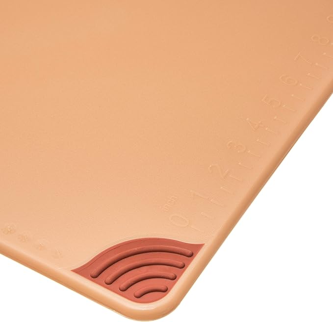 San Jamar Saf-T-Grip Cutting Board With Molded-In Ruler, Plastic Chopping Board for Kitchen, 18" x 24" x 0.5", 6 Count, Brown