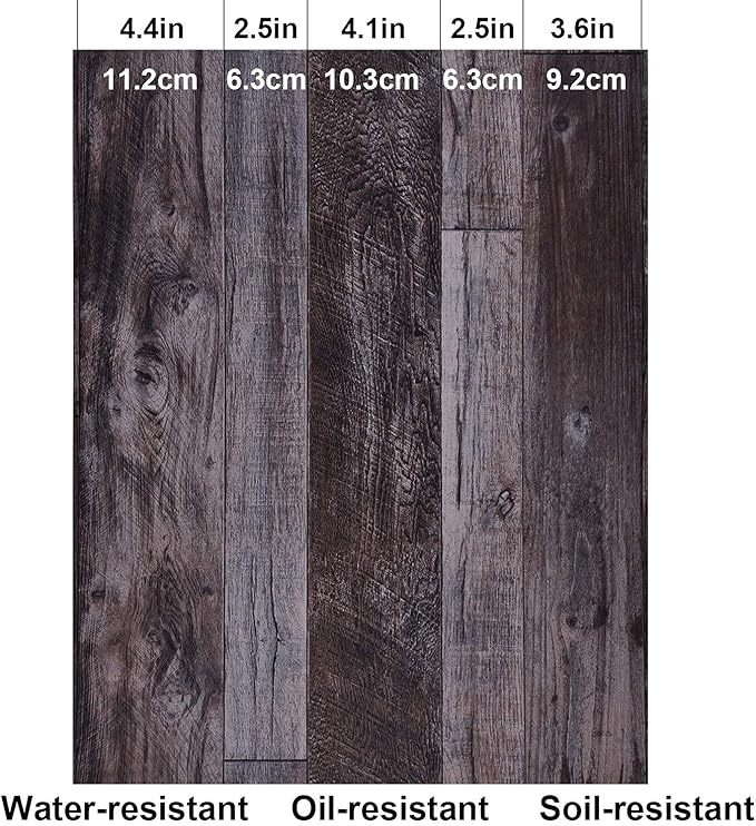 WENMER 17.71" x 394" Grey Wood Peel and Stick Shiplap Self Adhesive Wallpaper - Plank Wallpaper for Countertop, Cabinet, Shelf, Drawer, Wall, Door