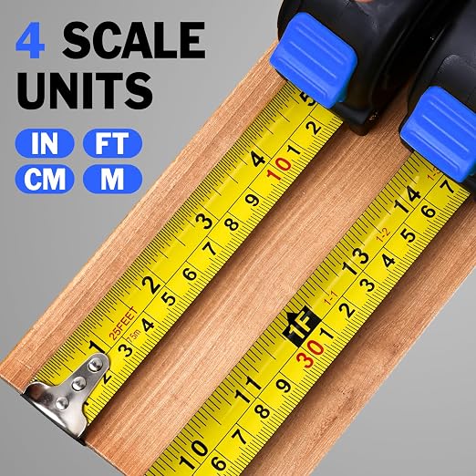 Tape Measure 25 ft, 12 Pack Bulk Easy Read Measuring Tape Retractable, Self-Locking Measurement Tape 25 FT by 1 in