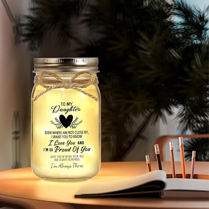 Gift for Daughter, Daughter Birthday Gifts from Mom Dad, Mother Daughters Gift, Daughters Gifts Mother's Day Graduation Decorative Jar Light Night