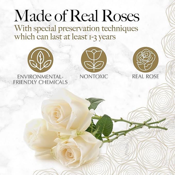 GLAMOUR BOUTIQUE 16 Flower Forever Heart Shape Box, for Mom, Eternal Preserved Roses Gift for Her, Long Lasting Flowers Bouquet, for Birthday, Anniversary and Girlfriend - White