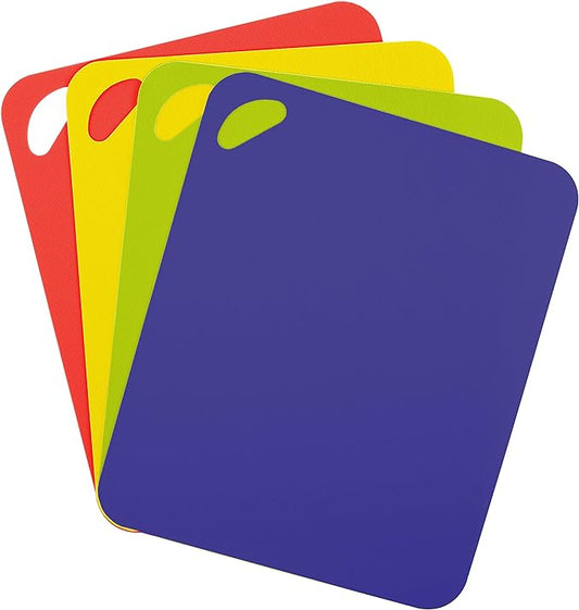 Dexas Heavy Duty Grippmat Flexible Cutting Board Set of Four, 11.5 x 14 inches, Blue, Green, Yellow and Red,6554PK