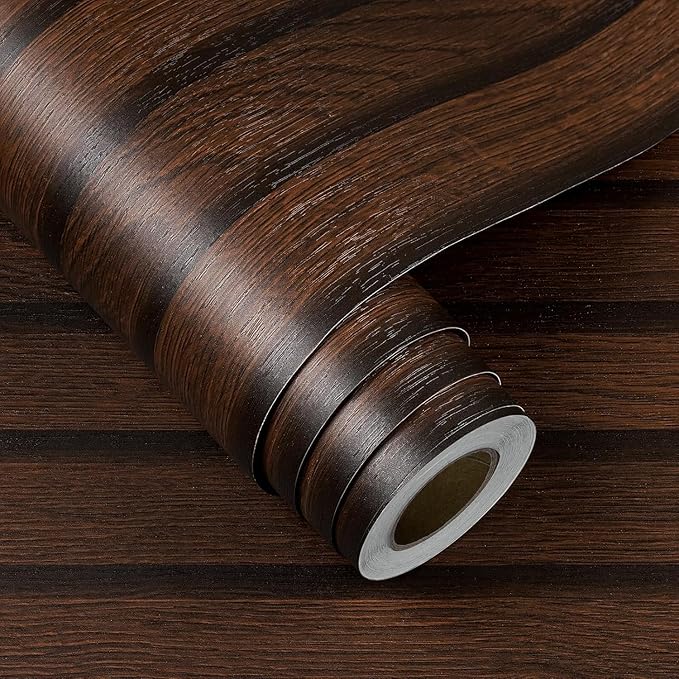 FunStick 24"x200" Slats Wood Wallpaper Peel and Stick Wall Paper Brown Walnut Slatted Wood Vinyl Self Adhesive Contact Paper Decorative for Cabinets Furniture Wooden Slat Wall Panels for Walls Bedroom
