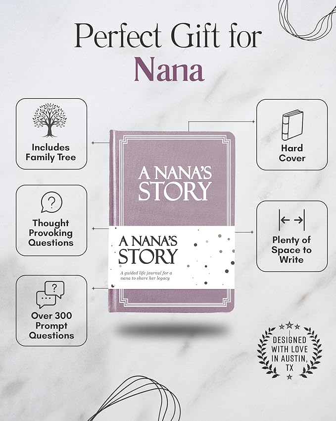 Nana's Life Story Journal (Hardcover): A Meaningful Keepsake for Nana to Share Her Journey and Memories, Book Includes 250+ Prompt Questions, Sentimental Gifts for Mother's Day, Birthday & Christmas
