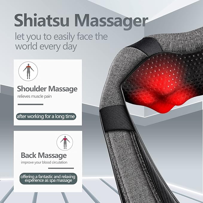 Mothers Day Gifts for Mom Wife Women, Fathers Day Dad Husband Men Gifts, Shiatsu Neck Back and Shoulder Massager with Heat for Pain Relief Deep Tissue, Birthdays, Valentine’s Day, Christmas Gift