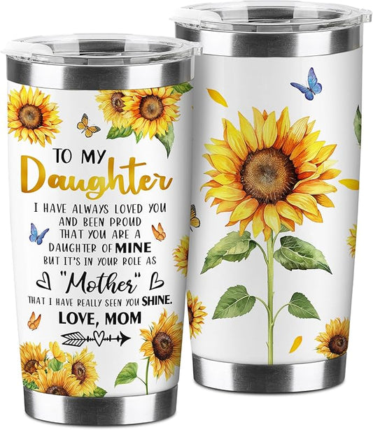 Hexagram Mothers Day Gifts for Daughter, 20 oz Tumbler, Daughter Gift from Mom, Gift for Daughters from Mothers Day, 18/8 Stainless Steel Mug
