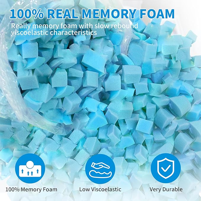 Welacer Shredded Memory Foam Filling 5lbs for Bean Bag Filler, Pillow Stuffing Cushion Arts Crafts Refill, Added Gel Particles, Premium Soft and Great for Stuffing, Shape(Blue)