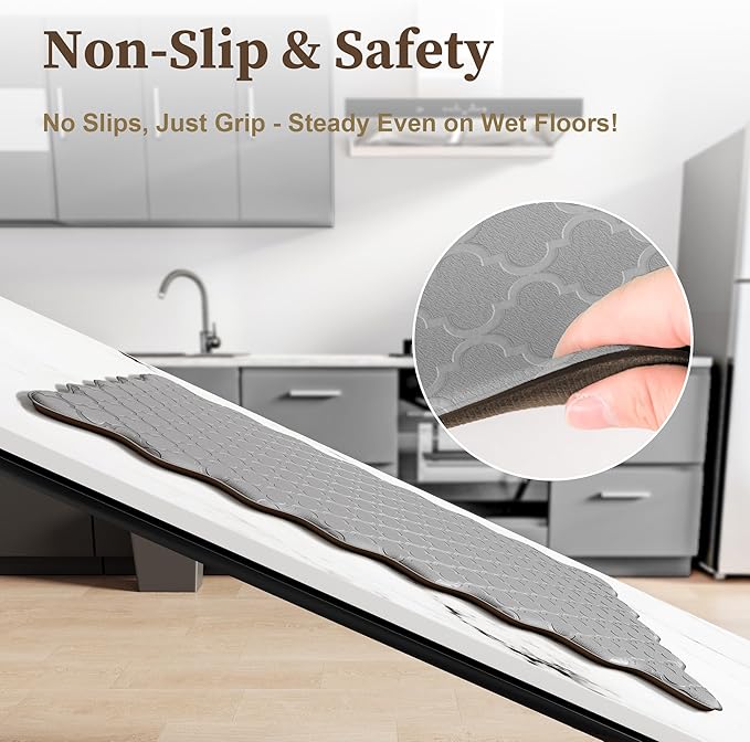 Arenarug Upgrade Scalloped Embossed Kitchen Mats for Floor 2PCS Cushioned Anti Fatigue Waterproof Foam Kitchen Rugs Non Slip Washable Comfort Standing Mat for Sink Laundry, 24"x39"+24"x59", Grey
