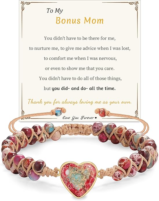 Mothers Day Gifts for Daughter Granddaughter, To My Mom Grandma Wife Girlfriend Sister Jasper Heart Bracelets Birthday Anniversary Christmas Stocking Stuffers Valentines Day Jewelry