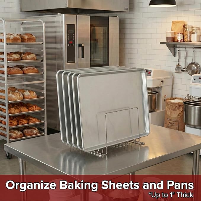 Thirteen Chefs Stainless Steel Cutting Board Rack - Ten 1" Slots fits Baking Sheets, Pans and Lids - Commercial Grade Organizer and NSF Stamped for Restaurants and Kitchens