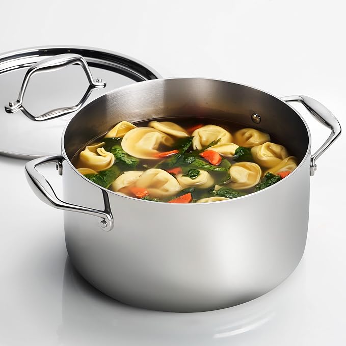 Tramontina Signature Tri-Ply Clad Stainless Steel 6-Quart Sauce Pot | Induction-Ready Large Sauce Pan with Lid, Dishwasher-Safe, NSF-Certified, Made in Brazil