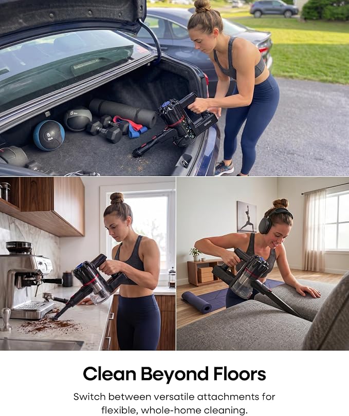 KIPMAX Cordless Vacuum Cleaners for Home, 45KPa 450W Stick Vacuum with Up to 55 Mins Runtime, Lightweight Self-Standing Vacuum for Pet Hair, Hardwood Floors & Carpet, Anti-Tangle Brush, HEPA Filter