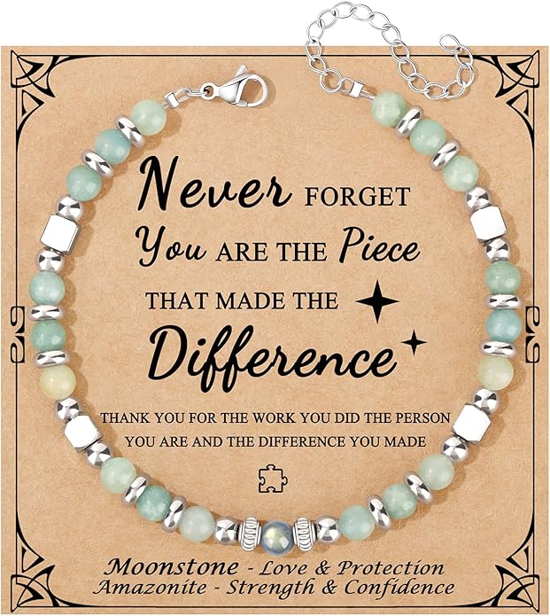 JoycuFF 𝗚𝗶𝗳𝘁𝘀 𝗳𝗼𝗿 𝗪𝗼𝗺𝗲𝗻 𝗠𝗼𝗼𝗻𝘀𝘁𝗼𝗻𝗲 𝗕𝗿𝗮𝗰𝗲𝗹𝗲𝘁 Amazonite Colorful Imperial Jasper Stainless Steel Beads Bracelets, Mothers Day Birthday Christmas Valentines Graduation Gifts