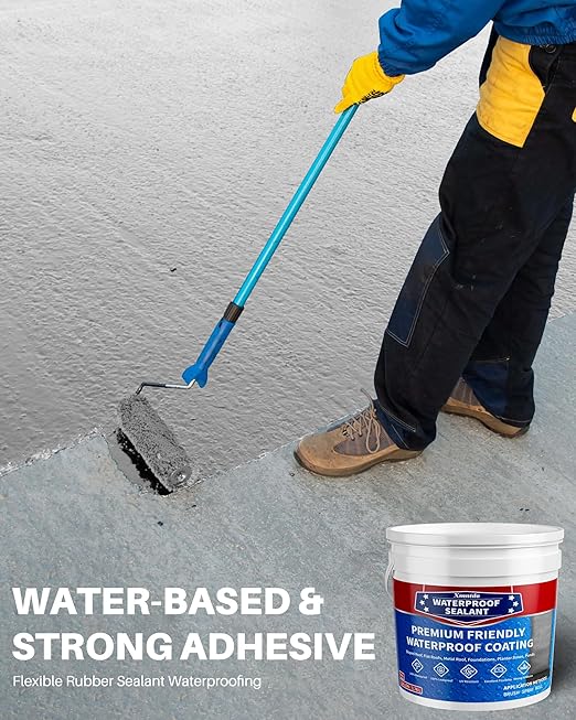 Polyurethane Waterproof Coating, 1 Gallon, Light Grey, Flexible Roof Sealant Waterproof, Indoor & Outdoor Multi-Surface Water Proof Sealant for Concrete, Walls, Metal Roofs Crack & Leak Repair