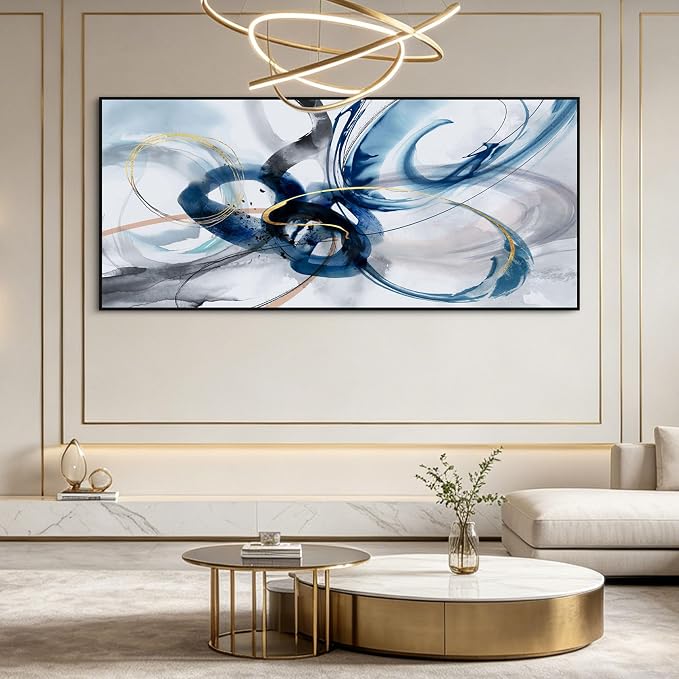 KLAKLA Abstract Wall Art 86x39 Inches - Huge Canvas Picture Wall Decor Living Room Oversized Artwork for Walls Bedroom Office Decoration Modern Frame Wall Art