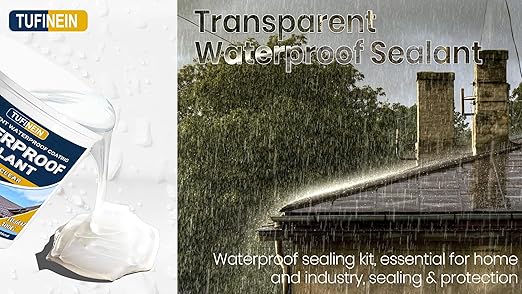 Transparent Waterproof Coating, TUFINEIN 10.6oz Invisible Waterproof Agent Indoor & Outdoor Sealant Water-Based Clear Sealant Roofs, Walls, Garden, Terraces