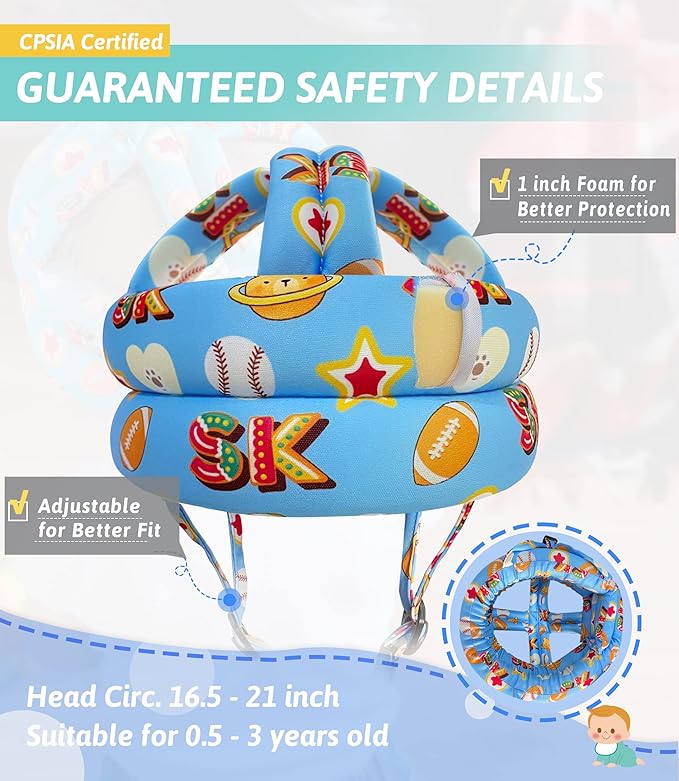 Baby Helmet for Crawling Walking - Baby Head Protector No Bumps and Soft Cushion Infant Baby Safety Headguard I Toddler Helmets 1-2 Years Old, 6-12 Months