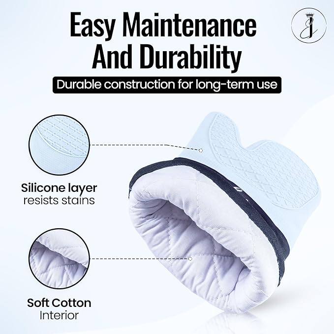 Mitts - Long Slip Resistant Pot Holders - Silicone Oven Mitts - Baking Gloves for Oven - Perfect for Baking, BBQ, Cooking, and Grilling, Oven Mitts Set of 2, 7''x13'' (Blue)